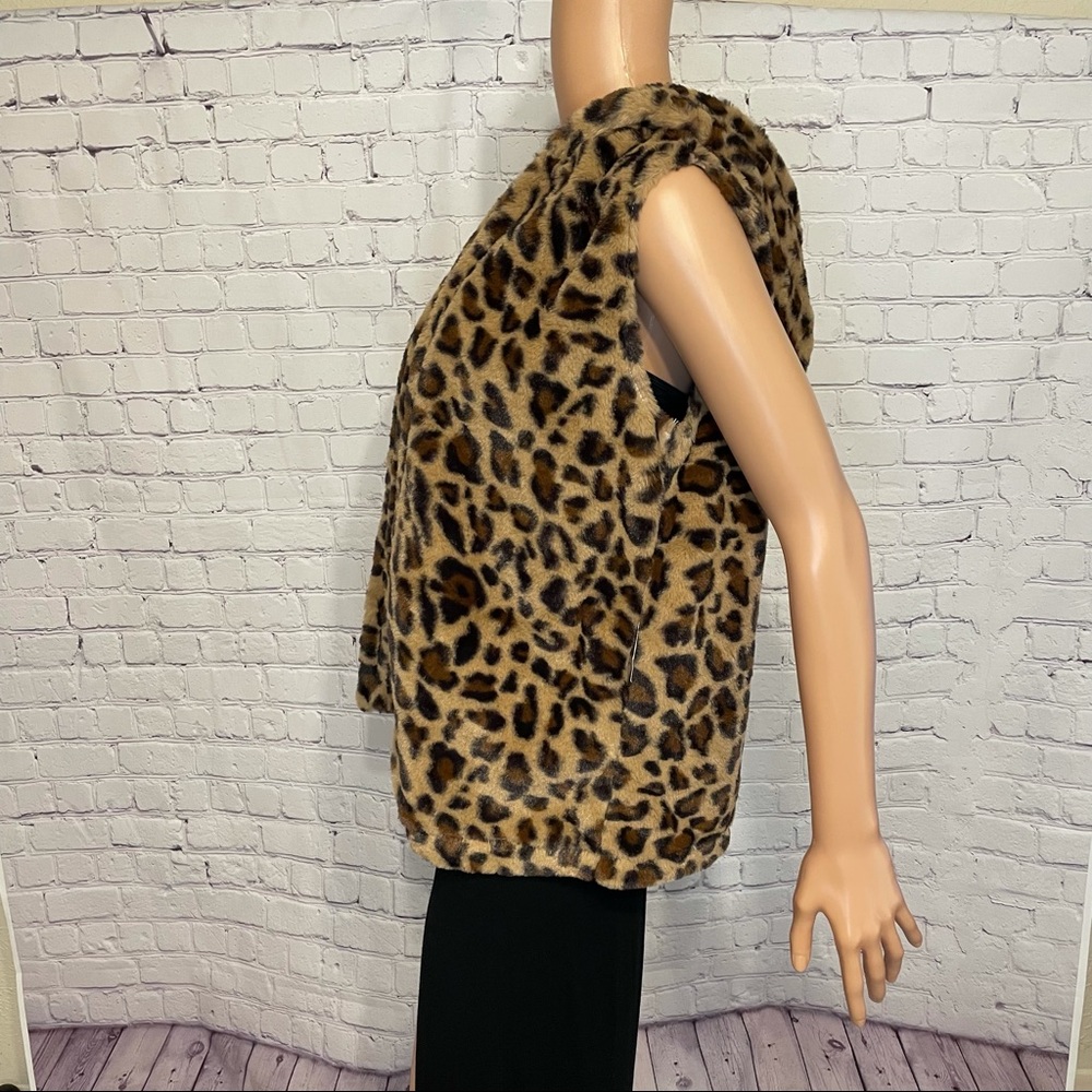 Anthropologie NWT soft leopard print vest open jacket w/big hood size small - Picture 5 of 11